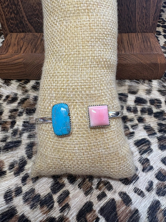 Kingman & Pink Conch Square Fliater Cuff