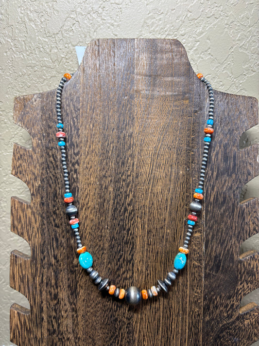 16” + 2” Native Made Multi Stone Pearl Necklace