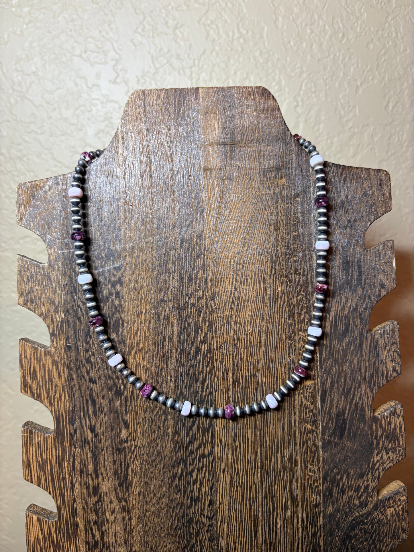 16” Pink Conch and Purple Spiny Necklace