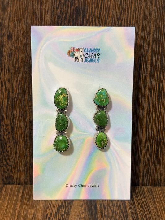 Sonoran Gold 3 Stone Linear Studs