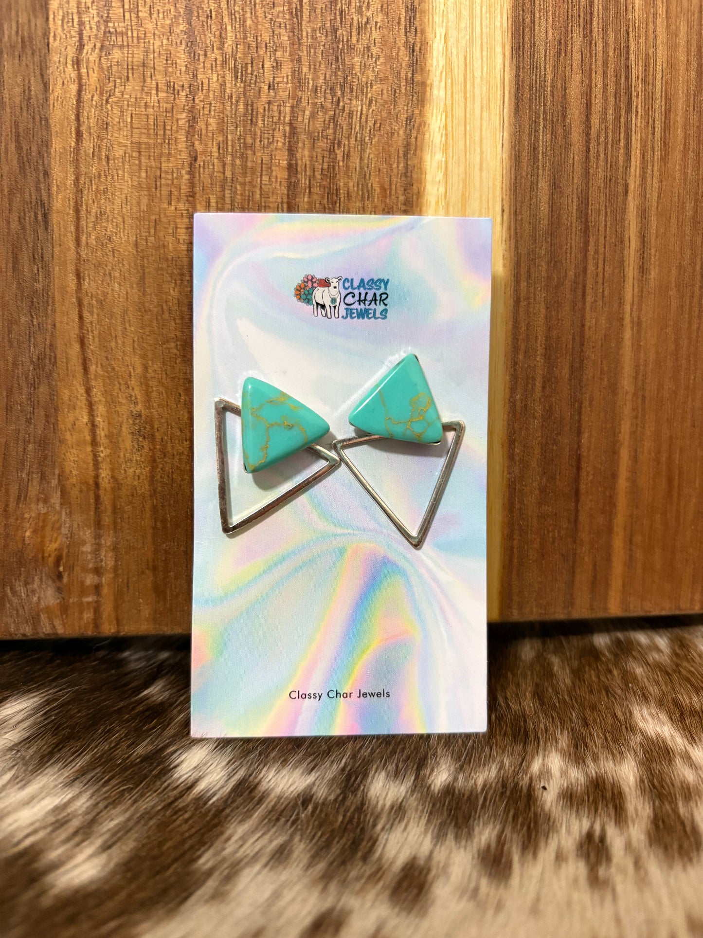 Funky Turquoise Triangle Studs