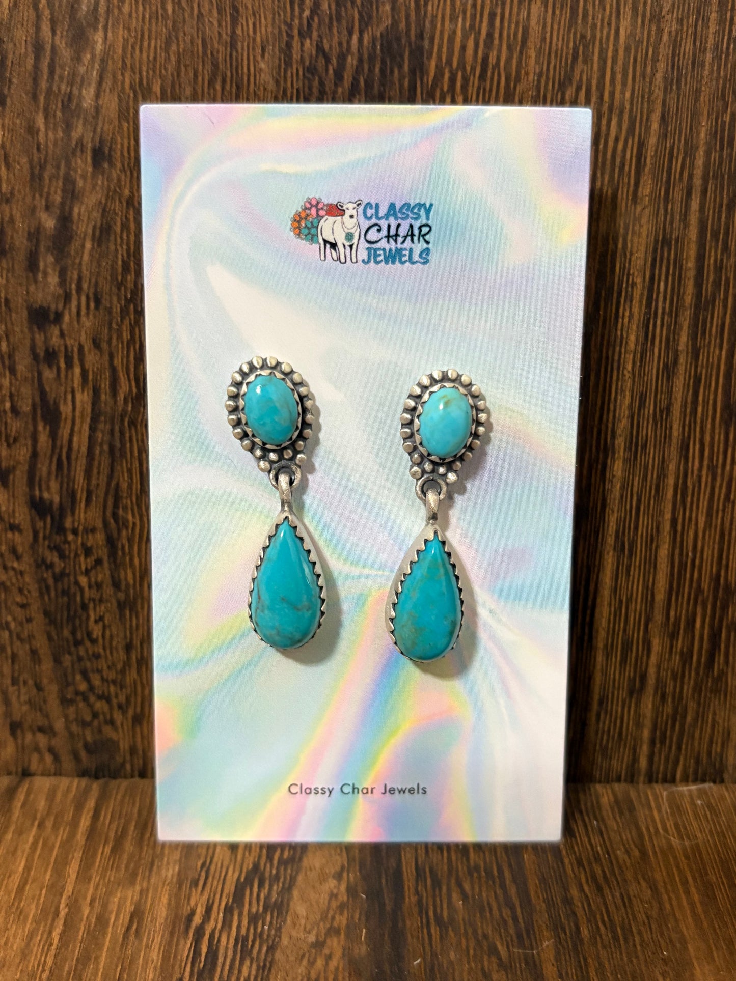 Navajo Handmade 2 Stone Kingman Earrings