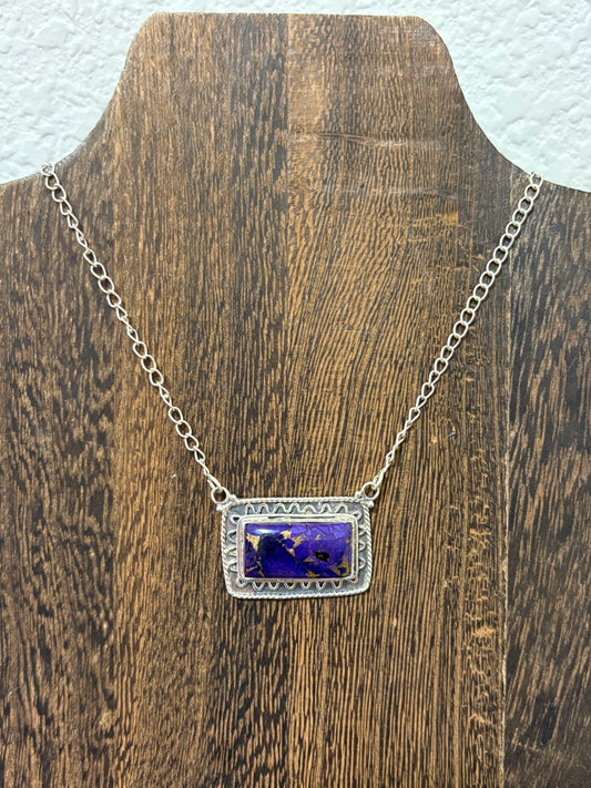 Purple Dahlia Bar Necklace