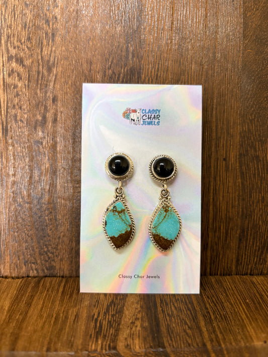 Mine 8 & Black Onyx 2 Stone Earrings