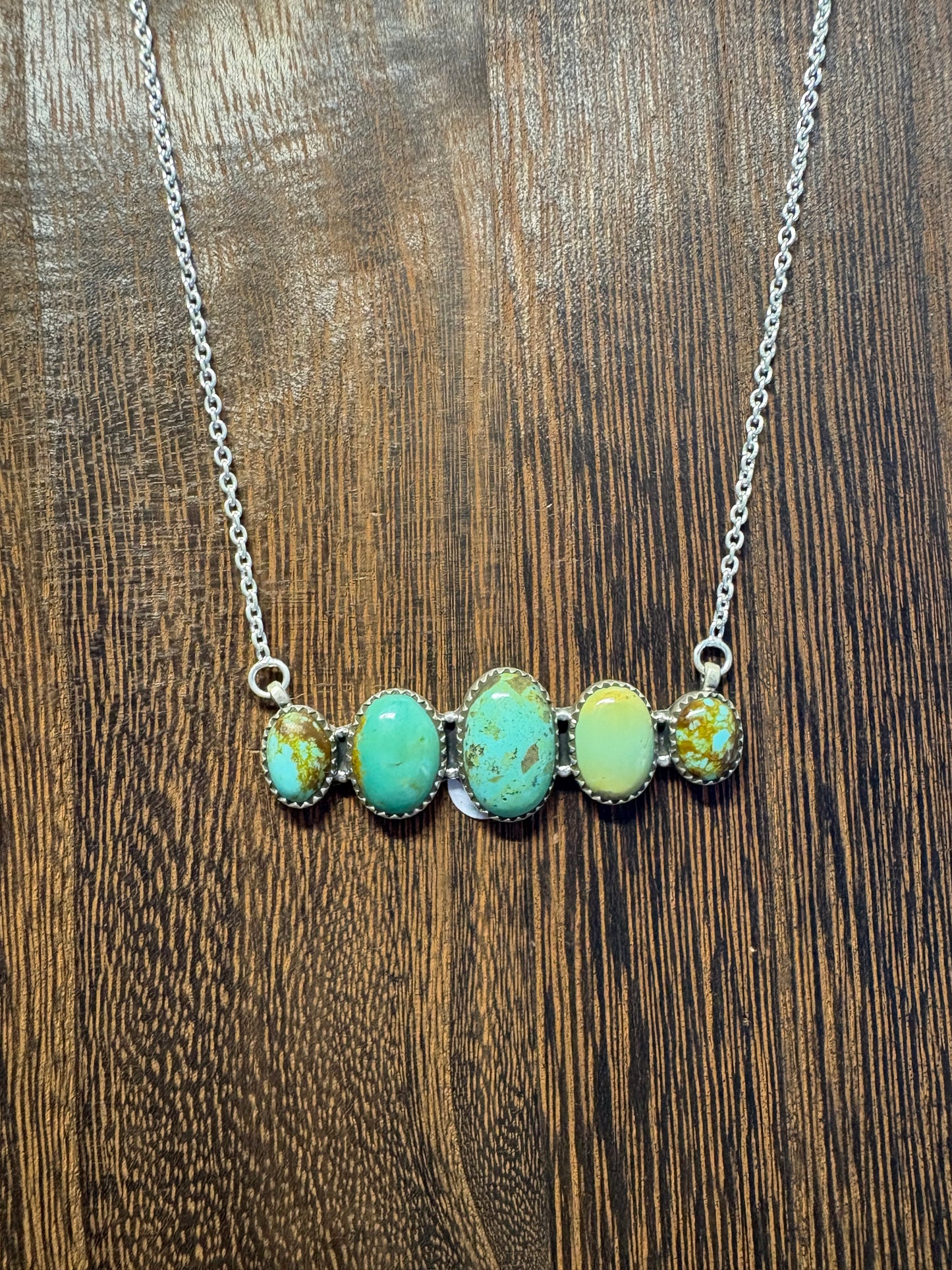 Stella Blue Turquoise Large 5 Stone Bar Necklace