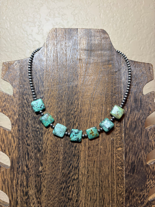 14” + 2” Turquoise Square Necklace