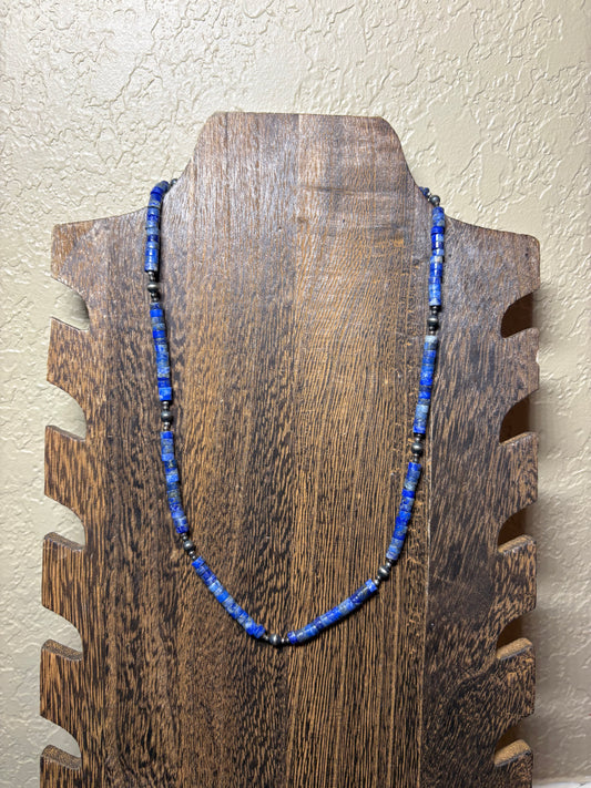 18” Blue Lapis & Sterling Pearls