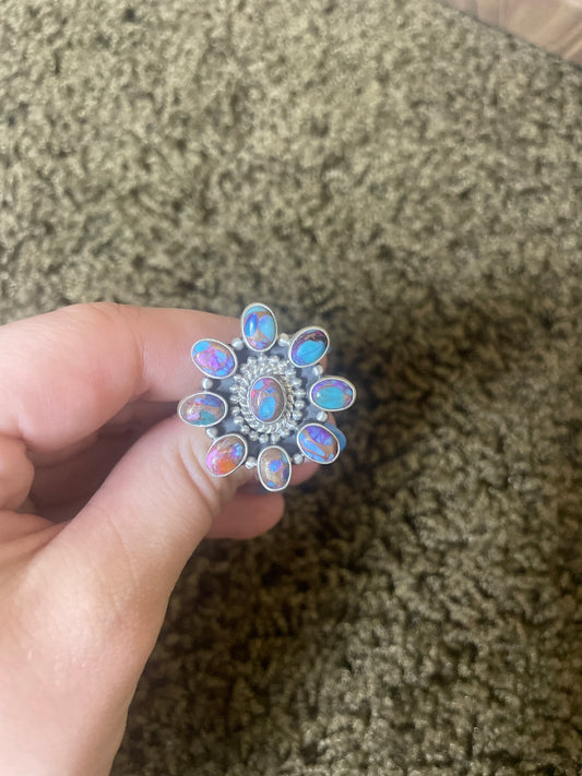 Pink Dahlia Adjustable Cluster Ring