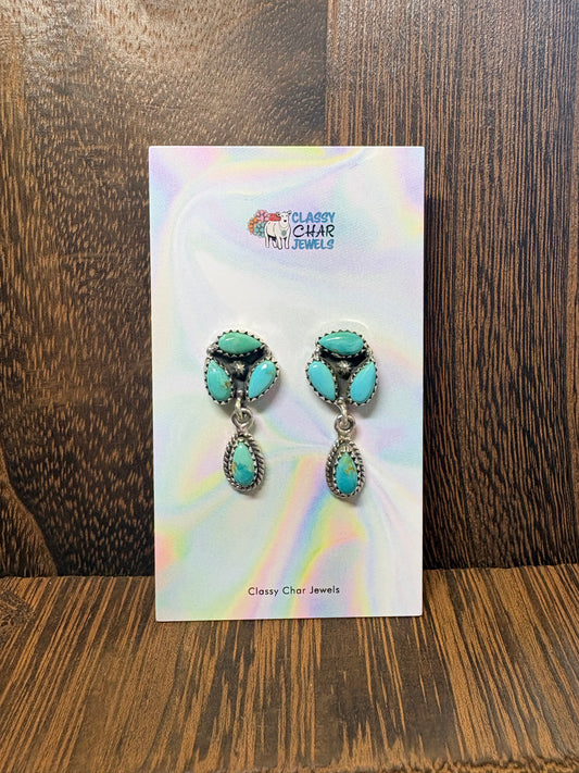 Kingman 3 Stone Cluster Dangle Studs