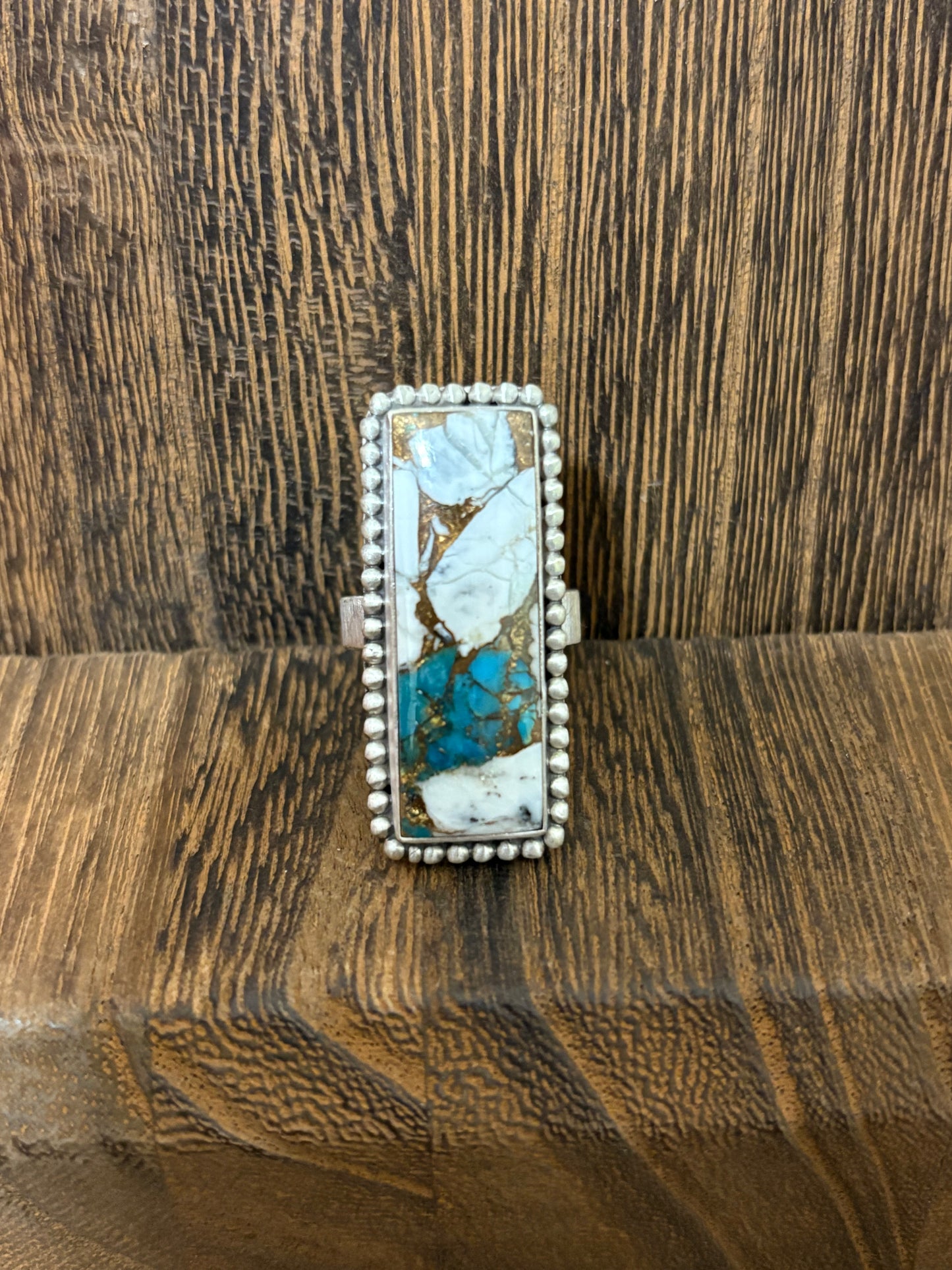White Buffalo Turquoise Bar Ring
