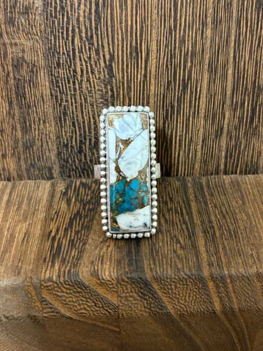 White Buffalo Turquoise Bar Ring