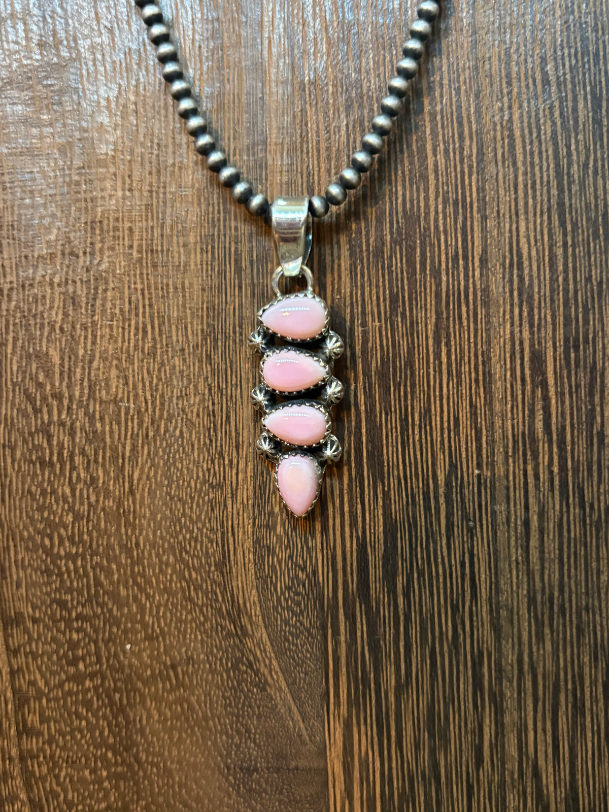 Pink Conch 4 Stone Pendant