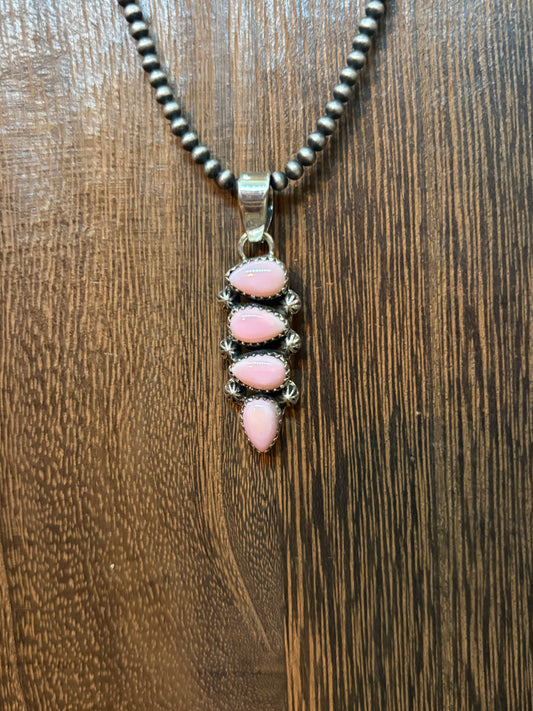 Pink Conch 4 Stone Pendant