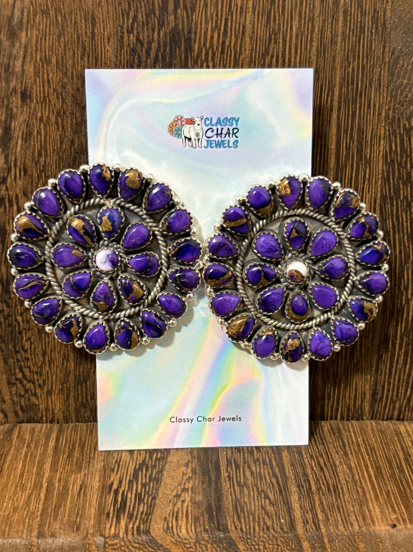 Statement Purple Dahlia Cluster Earrings