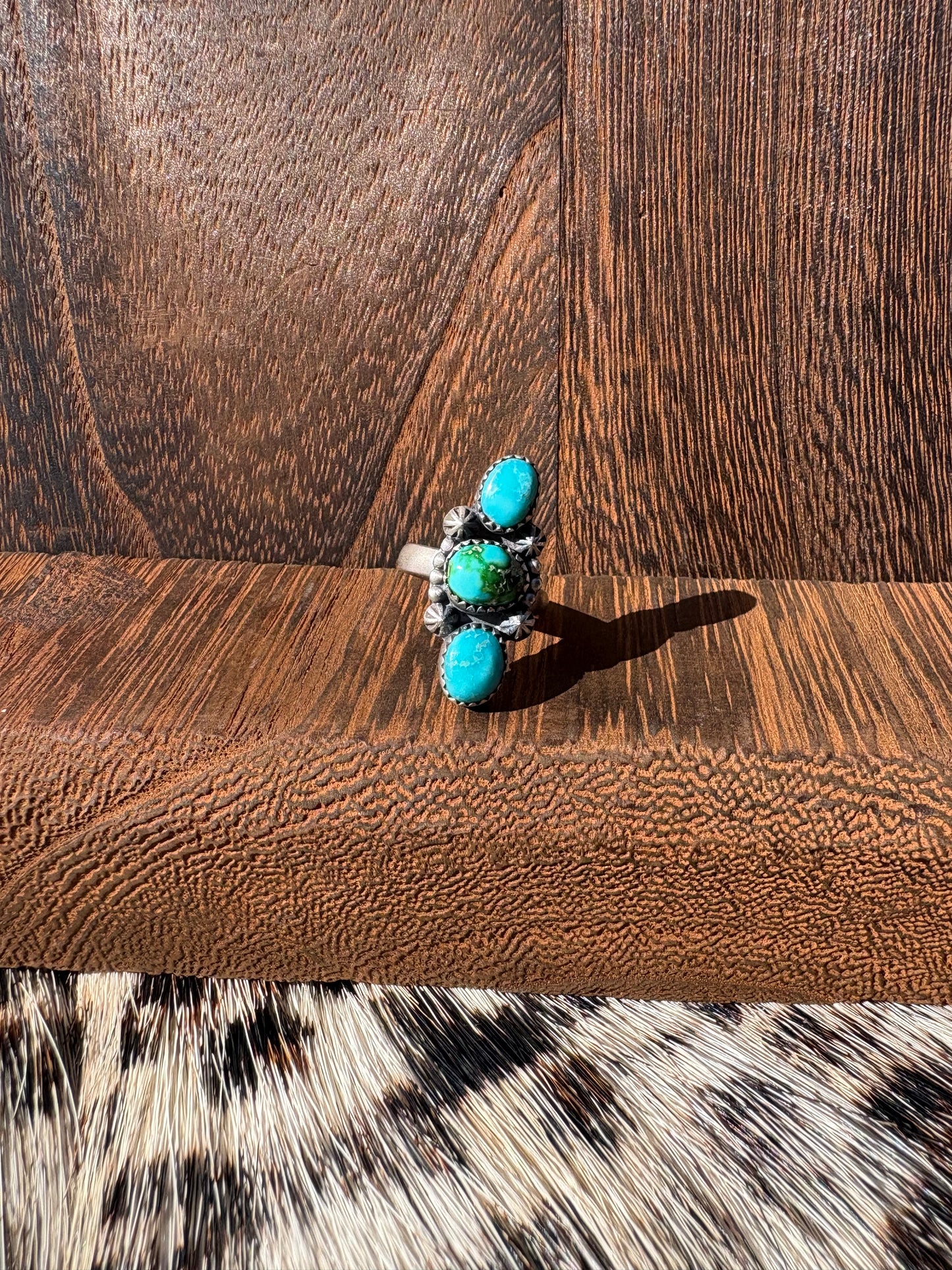 Sonoran Gold & Kingman 3 Stone Ring