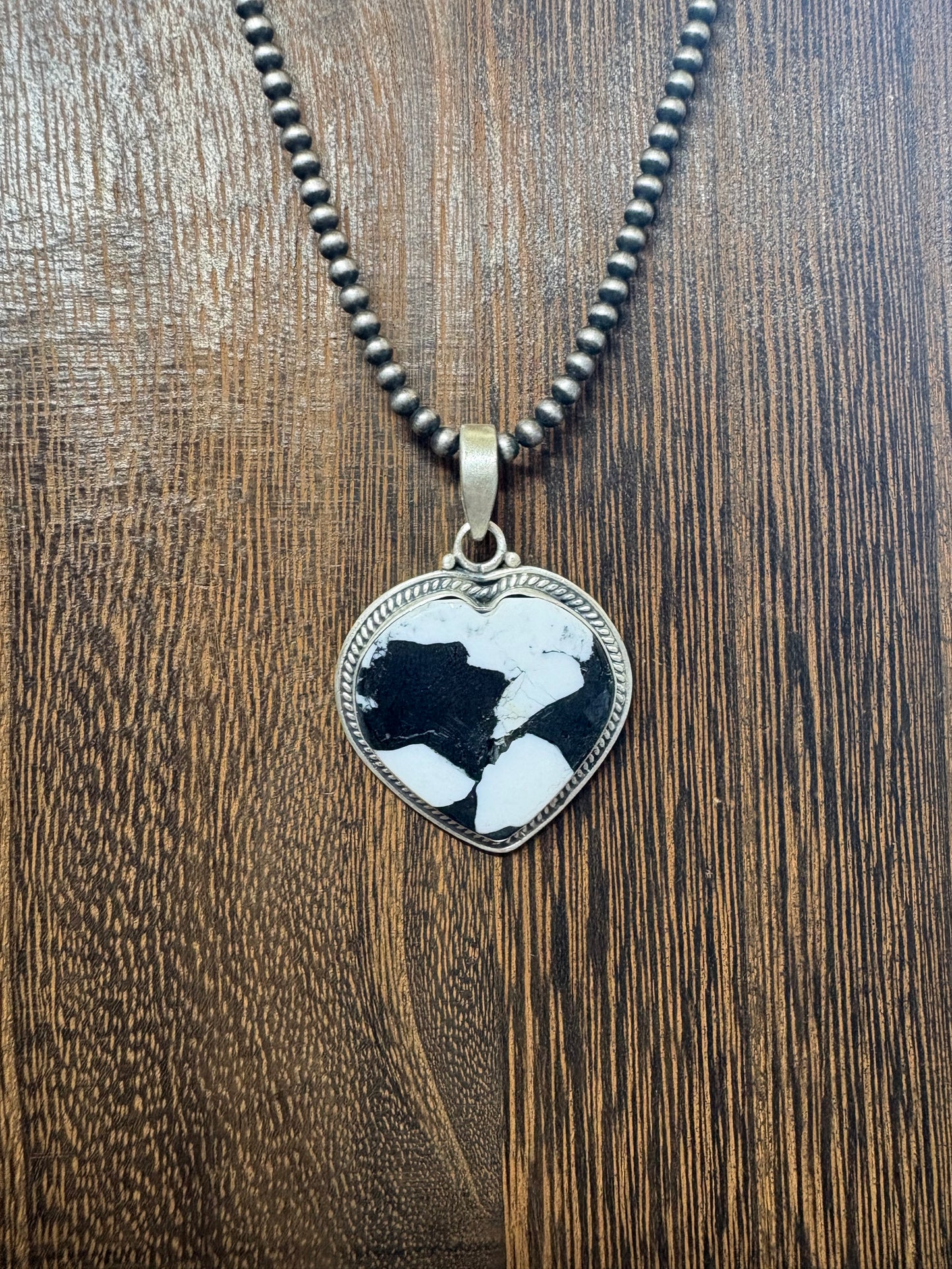 Large White Buffalo Heart Pendant
