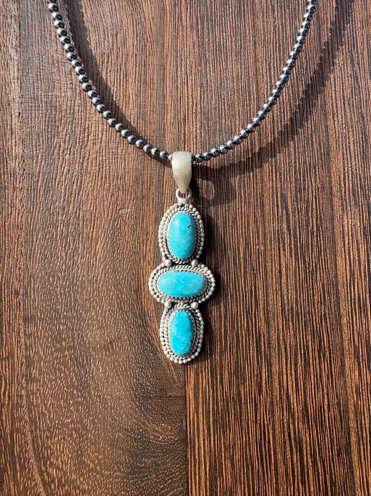 Kingman LARGE 3 Stone Drop Pendant