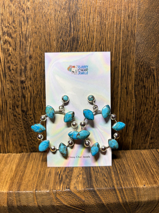Turquoise Dot Full Circle Earrings