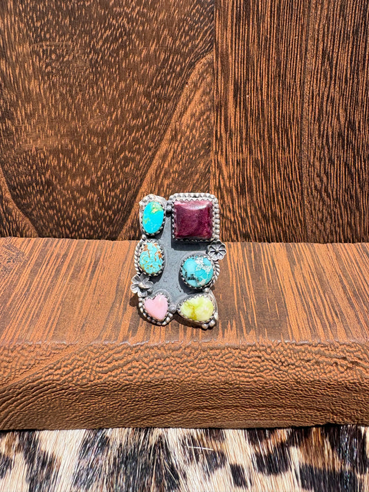 Mix Stone 6 Stone Cluster Ring #2