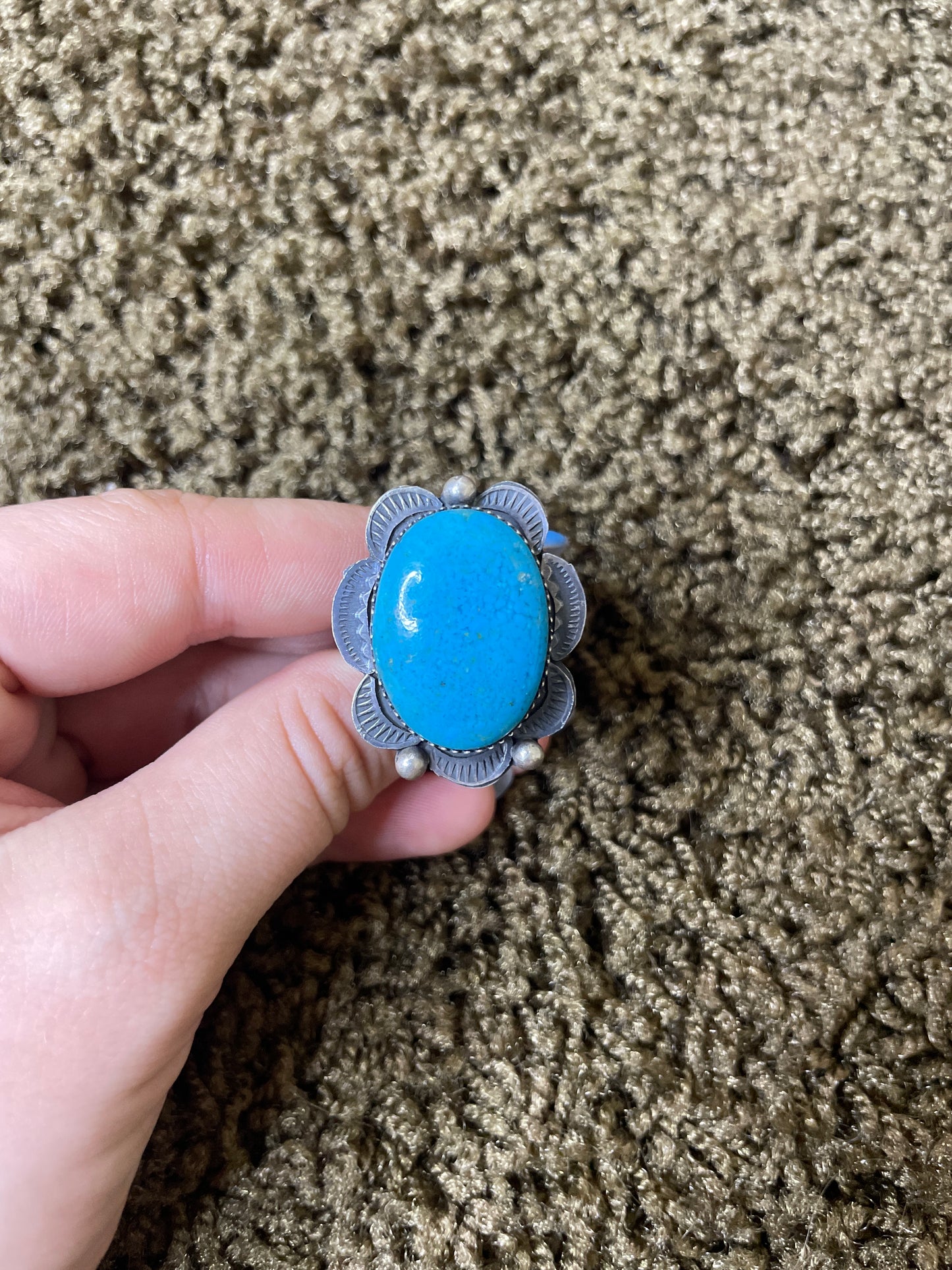 Navajo Handmade Kingman Turquoise Ring