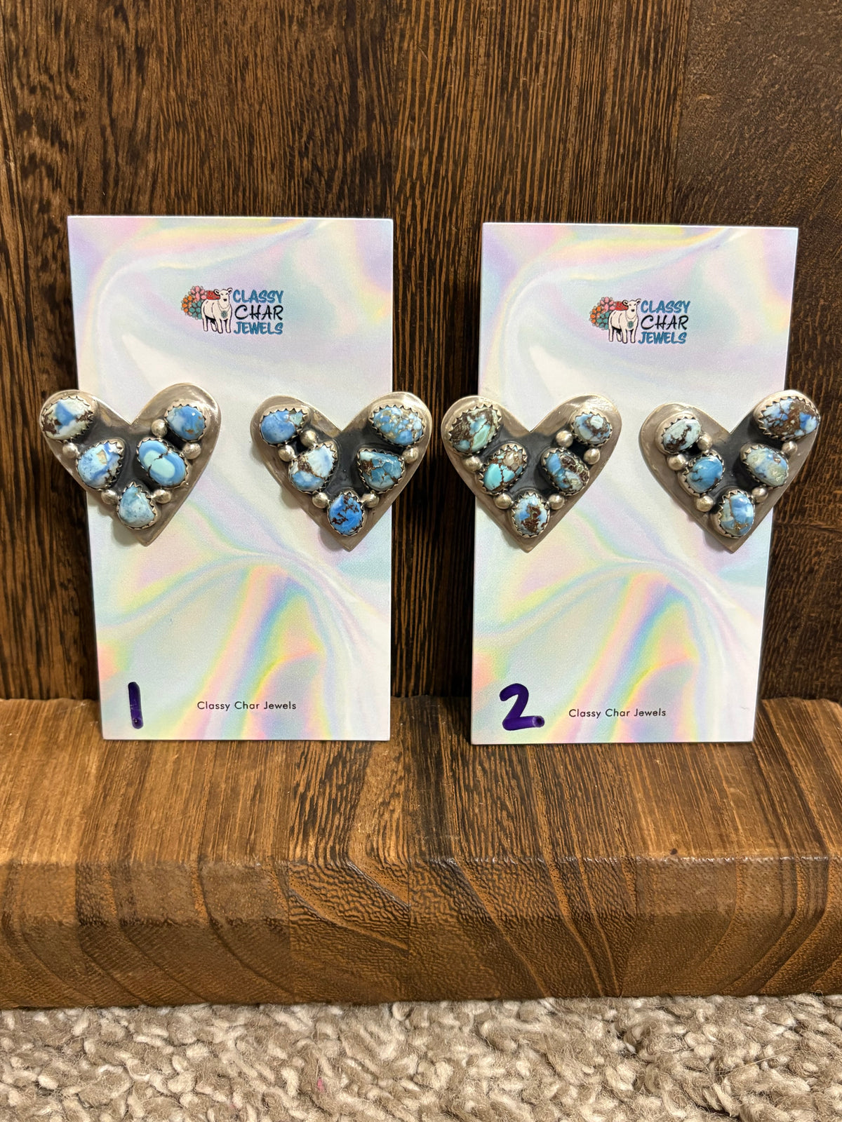 Golden Hills Heart Cluster Earrings
