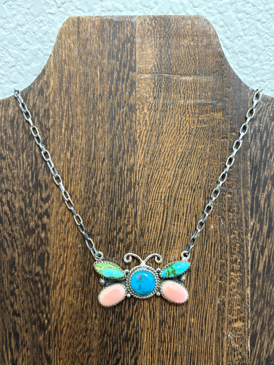 Mix Stone Butterfly Necklace