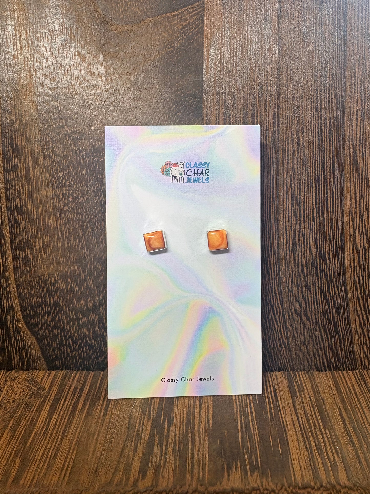 Orange Spiny Square Everyday Studs