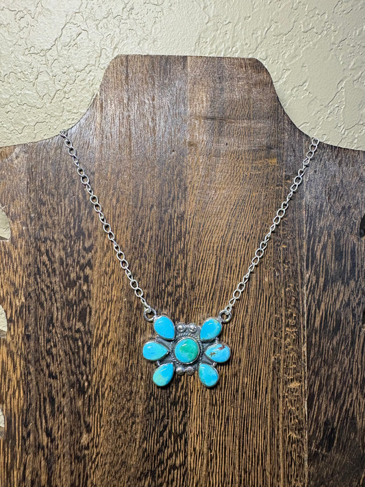 Kingman 7 Stone Cluster Necklace