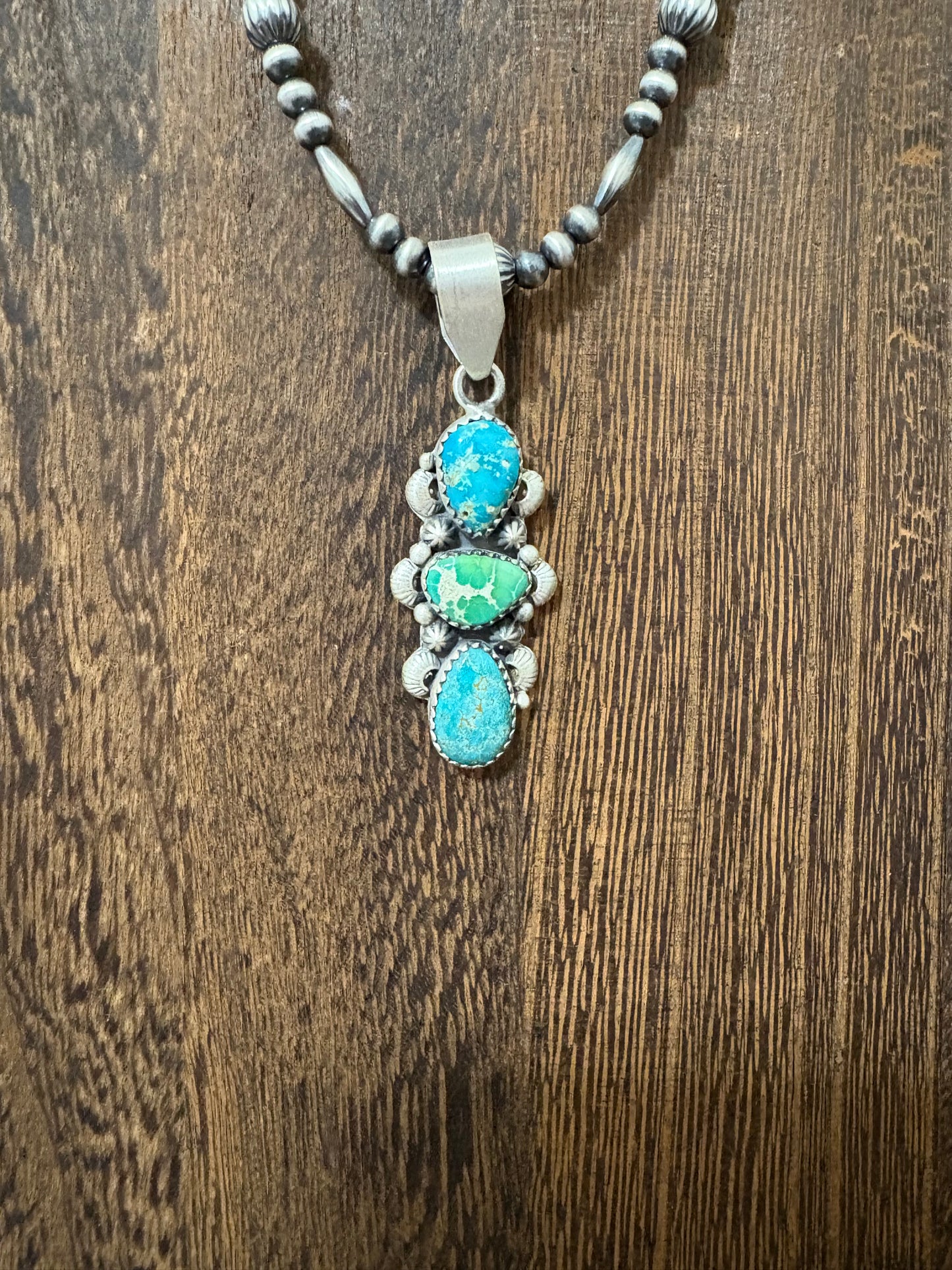 Multi Turquoise 3 Stone Pendant