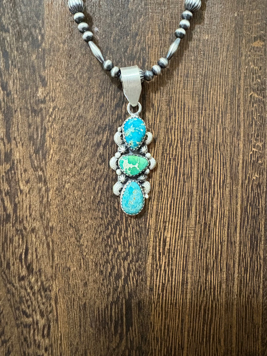 Multi Turquoise 3 Stone Pendant