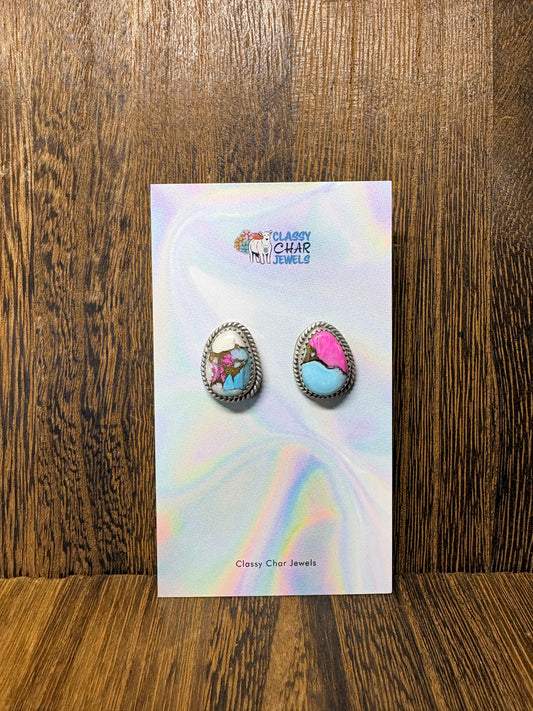 Large Cotton Candy Teardrop Studs