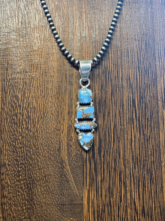 Golden Hills 4 Stone Heart Pendant