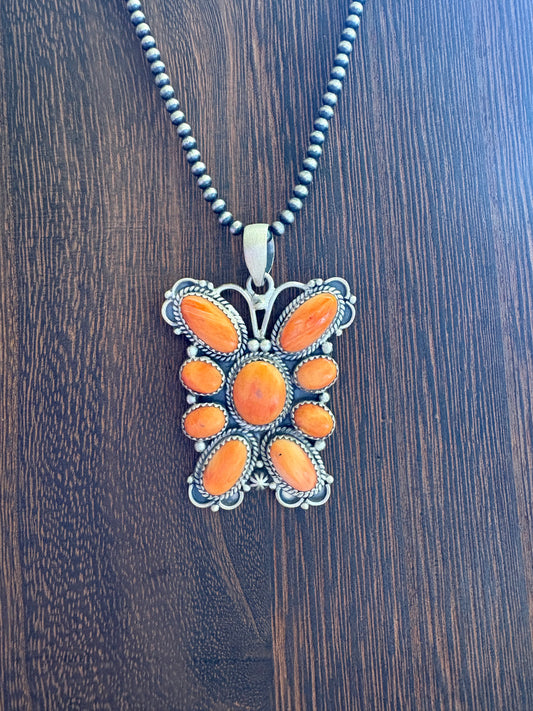XL Orange Spiny Butterfly Pendant
