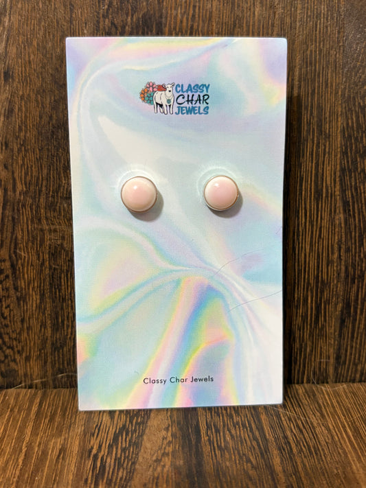 Navajo Handmade Pink Conch Studs