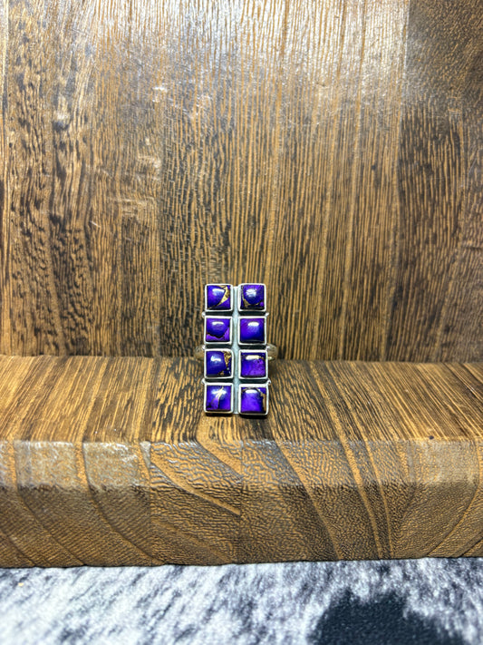 Purple Dahlia 8 Stone Ring