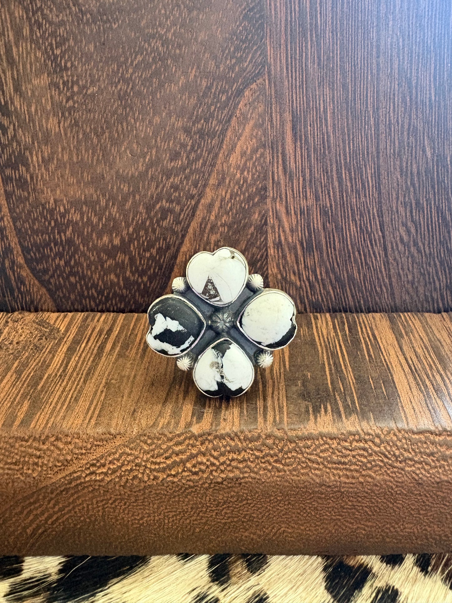 White Buffalo 4 Stone Heart Ring