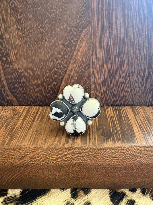 White Buffalo 4 Stone Heart Ring