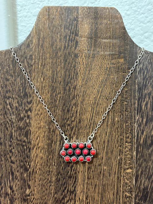 13 Stone Coral Cluster Necklace