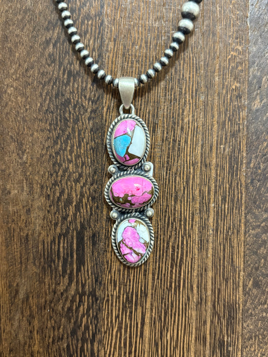 Cotton Candy 3 Stone Pendant