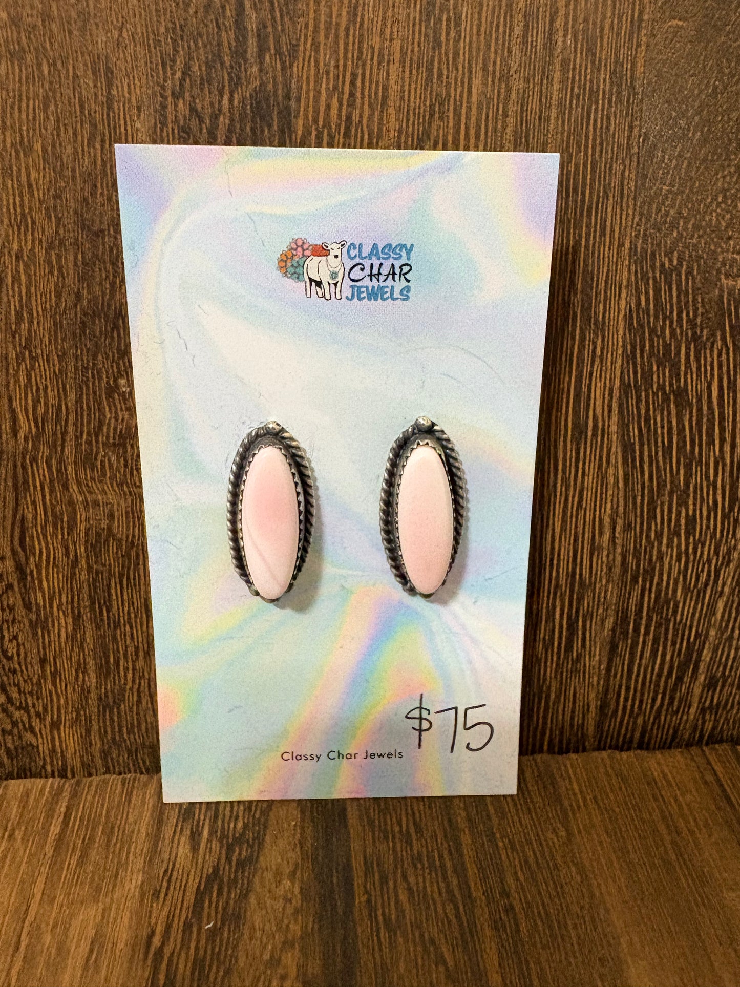 Navajo Handmade Pink Conch Studs