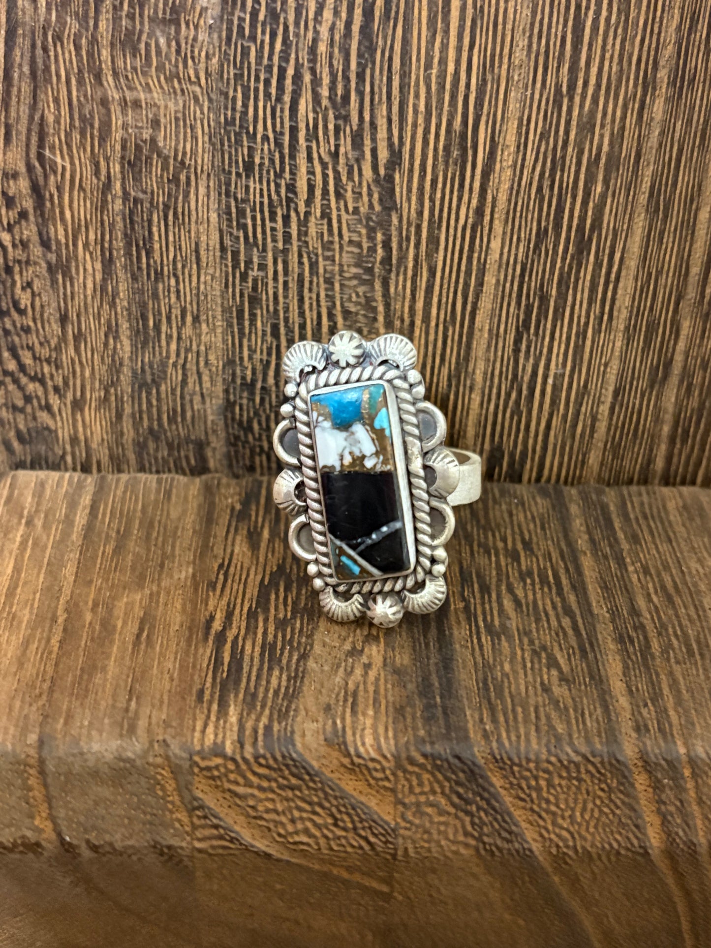 White Buffalo Turquoise Bar Ring