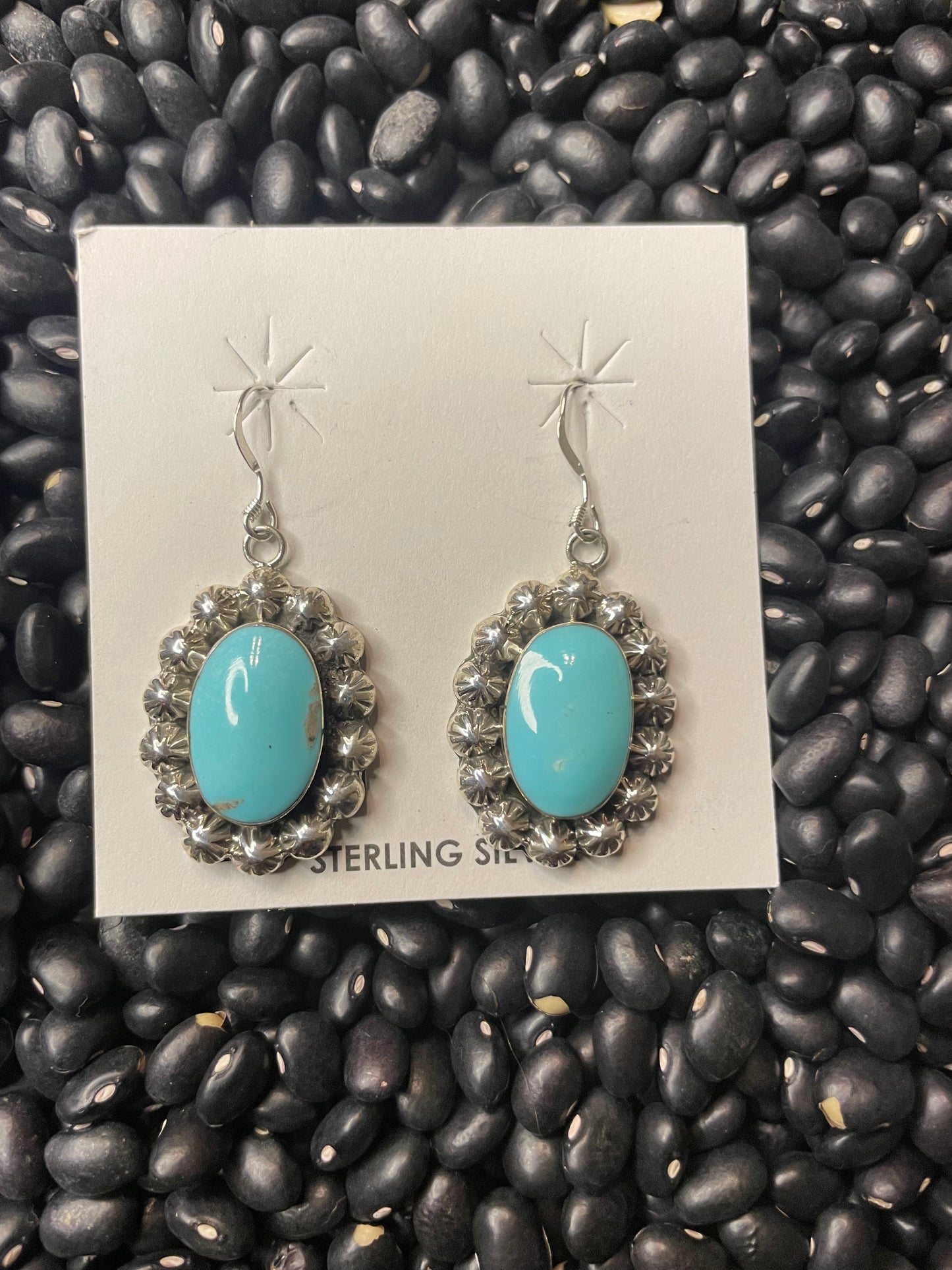 Navajo Handmade Kingman Turquoise Earrings