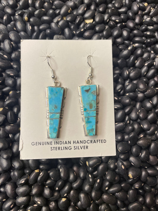 Navajo Handmade Kingman Turquoise Earrings