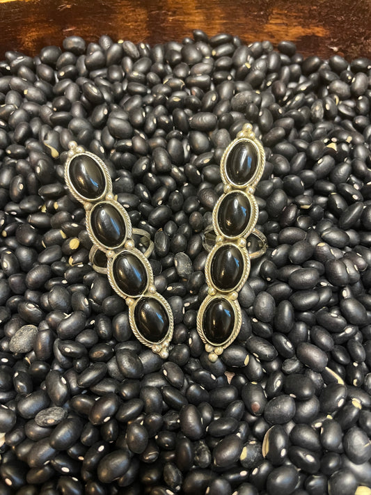 Navajo Handmade Black Onyx Crawler Rings