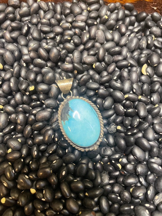 Navajo Handmade Kingman Turquoise Pendant