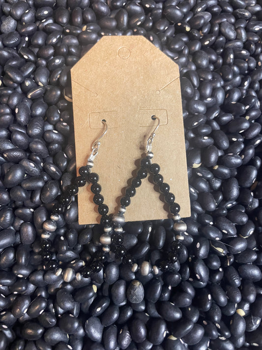 Black Onyx Hoop Earrings