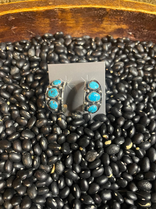 Navajo Handmade Kingman Turquoise Earrings