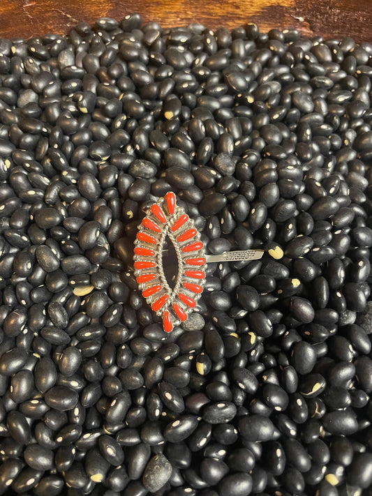 Navajo Handmade Red Coral Ring