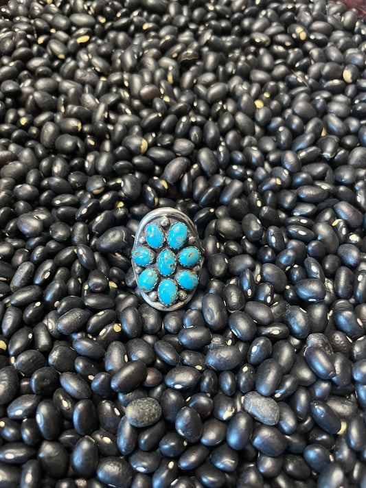 Navajo Handmade Turquoise Cluster Ring