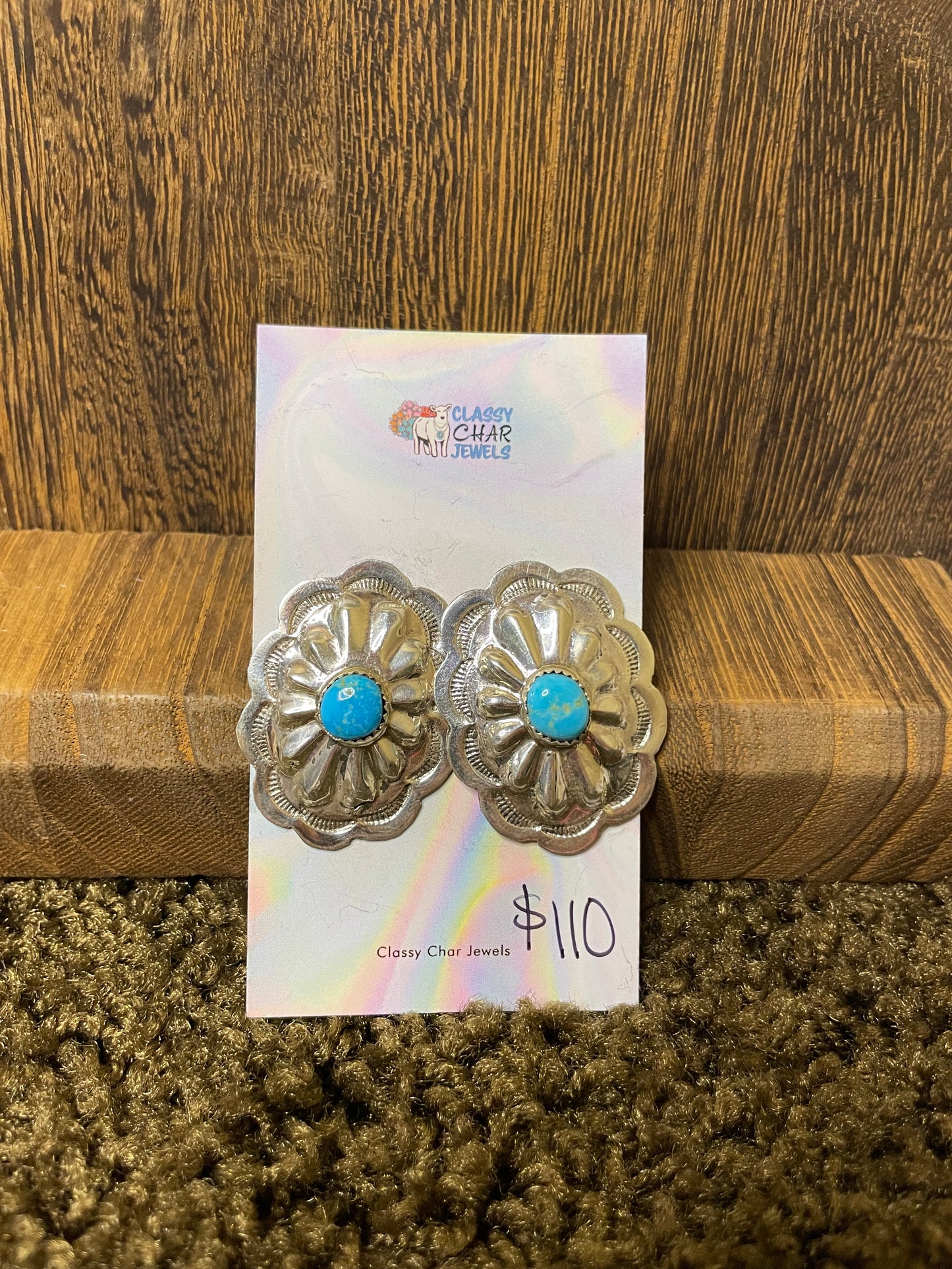 High Polish Silver Concho Earrings